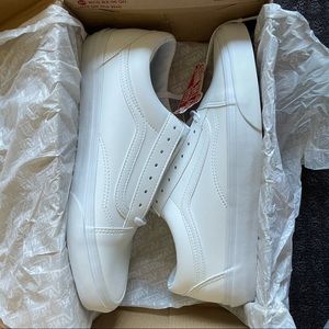 Old Skool Vans - White Leather. Men’s size 10.5, Women’s size 12. NWT.